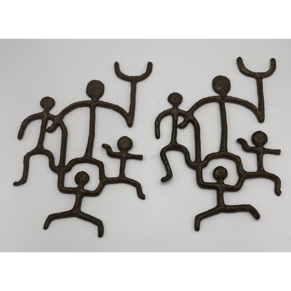 Higgins? Hand Hammered Bronze Figural Wall Hanging Art Stick Figure Ohana Family
